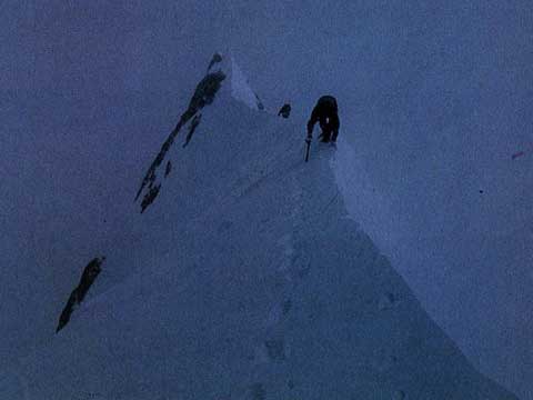 
Reinhold Messner photographs Sher Khan and Nazir Sabir as they approach Gasherbrum II Summit on July 24, 1982 - 3x8000 Mein grosses Himalaja-Jahr: Kangchendzoonga, Gasherbrum II, Broad Peak, Cho Oyu book 
